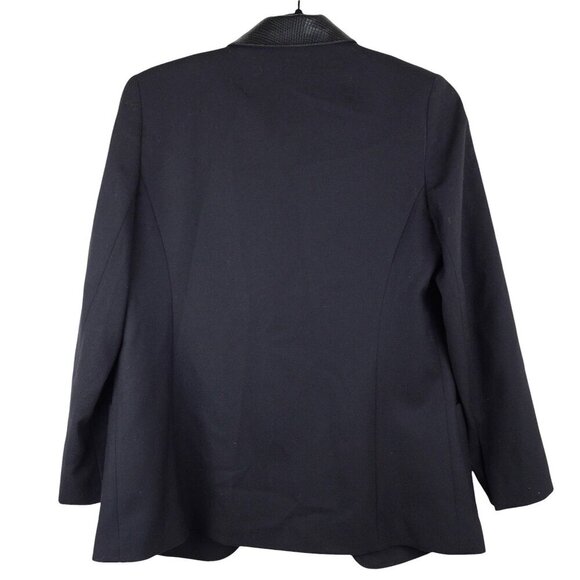 Elie Tahari Blazer Suit Jacket with Leather Trim Blazer Wool Lamb Sz 8 - Picture 5 of 7